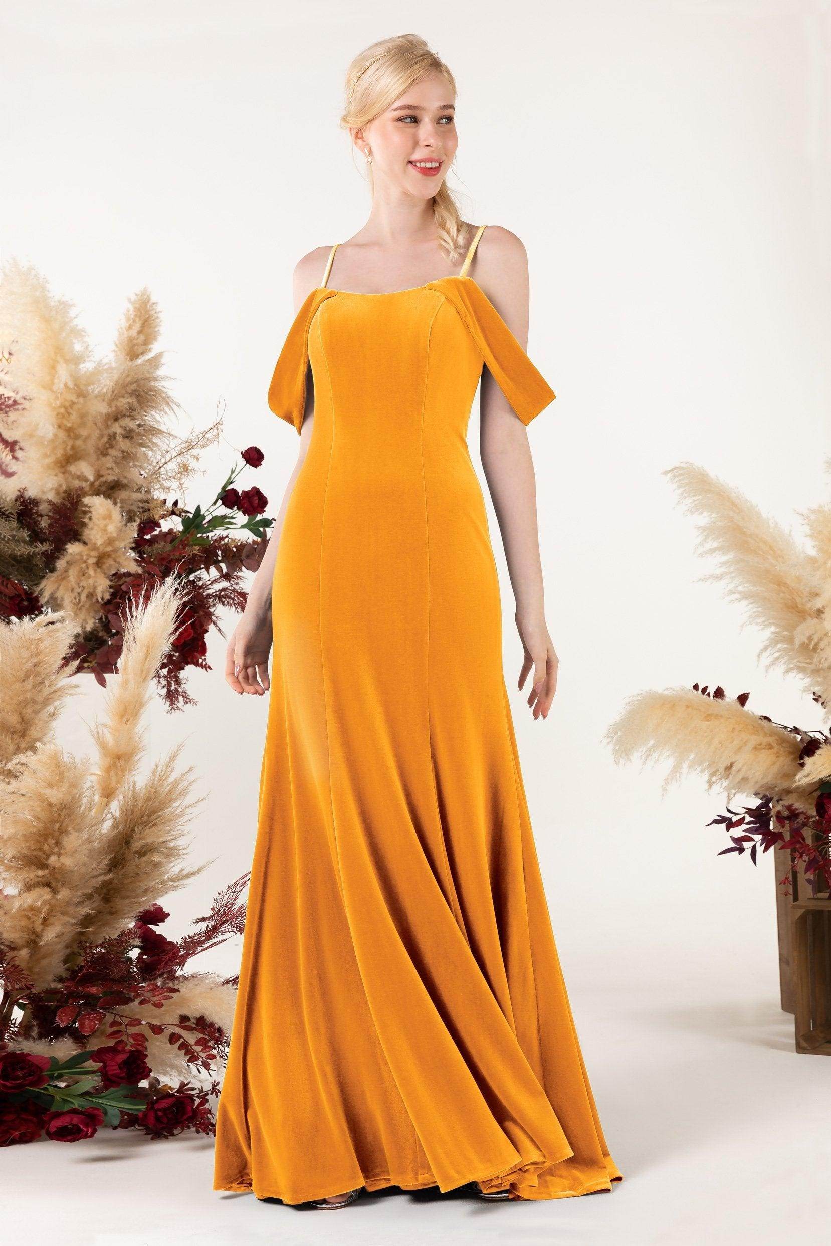 Trumpet Sweep-Brush Train Velvet Bridesmaid Dress Formal Dresses CB0531 - COCOMELODY